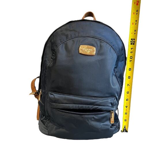 MICHAEL KORS Backpack Navy Nylon Saddle Saffiano Leather Strap Jet Set Bookbag - Picture 10 of 10